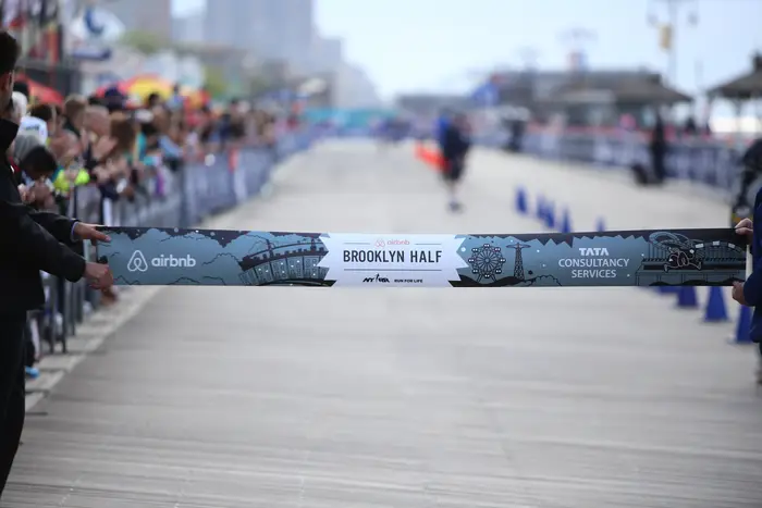Photograph of a finish line for a race
